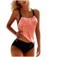 thumbnail image 1 of Moxiu Women's Two Piece Tankini Bathing Suits T-Back Top Ruched Padded Modest Swim Shorts Summer Basic Swimwear Rose Gold,S, 1 of 5