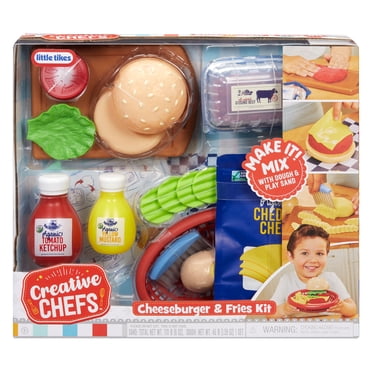 Little Tikes Creative Chefs Cheeseburger and Fries Kit with 22 Accessories, Pretend Play Cooking Set, for Boys and Girls Ages 3+ Years