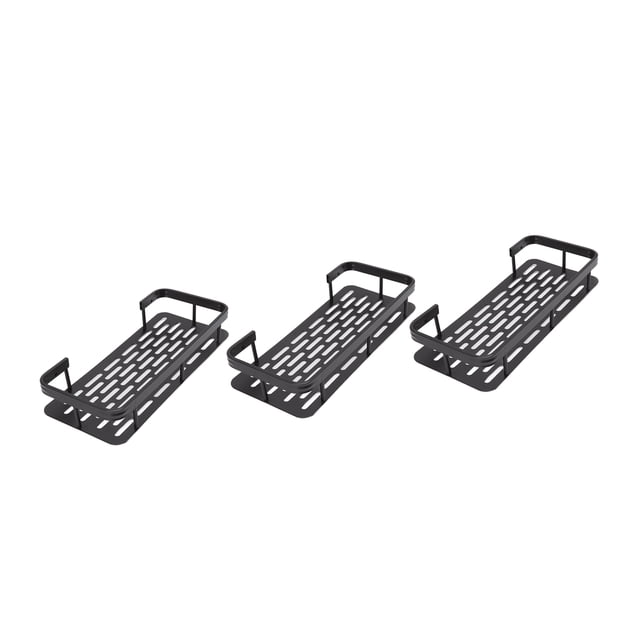 Shower Shelf Basket, Shower Storage Rack 3 Layers Punch Free Anticorrosion Aluminum For Home Black,Black Gold