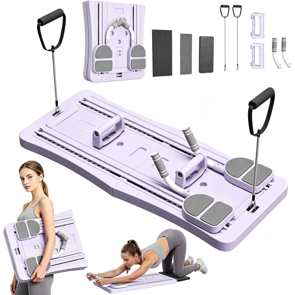 U-MAX Planche de Reformer Pilates 7-en-1, 330 Lb Pliable à Rebond Automatique Équipement de Mise en Forme pour Gym à Domicile, Violet