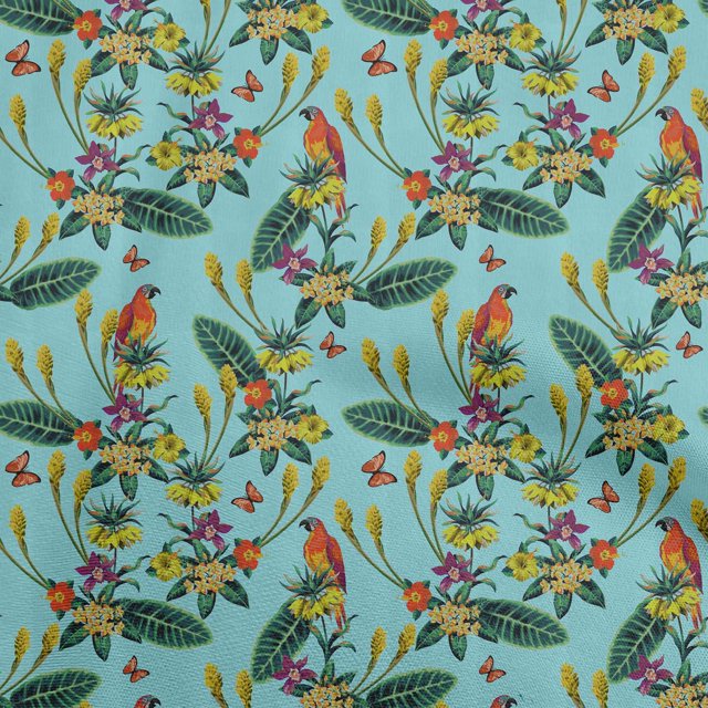 oneOone Georgette Viscose Turquoise Blue Fabric Tropical Sewing Material Print Fabric By The Yard 42 Inch Wide