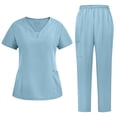 thumbnail image 2 of Ensemble de Sarraus Extensibles pour Femmes avec Pantalon Cagro, Uniforme Médical 2 Pcs, Ceinture de Yoga, Anti-Froissement, 2 of 4