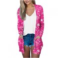 thumbnail image 1 of Pompotops Chemisier Décontracté à Manches Longues Imprimé pour Femmes avec Poche Cardigan Liquidation, 1 of 5