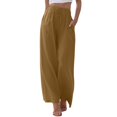 thumbnail image 1 of Kcodviy Women High Waisted Wide Women Business Casual Pants Plus Size Leg Pants Drawstring Elastic Casual Pants for Women for Work Trousers Comfy Straight Leg Pants Women Casual Long Pants with Pock, 1 of 6
