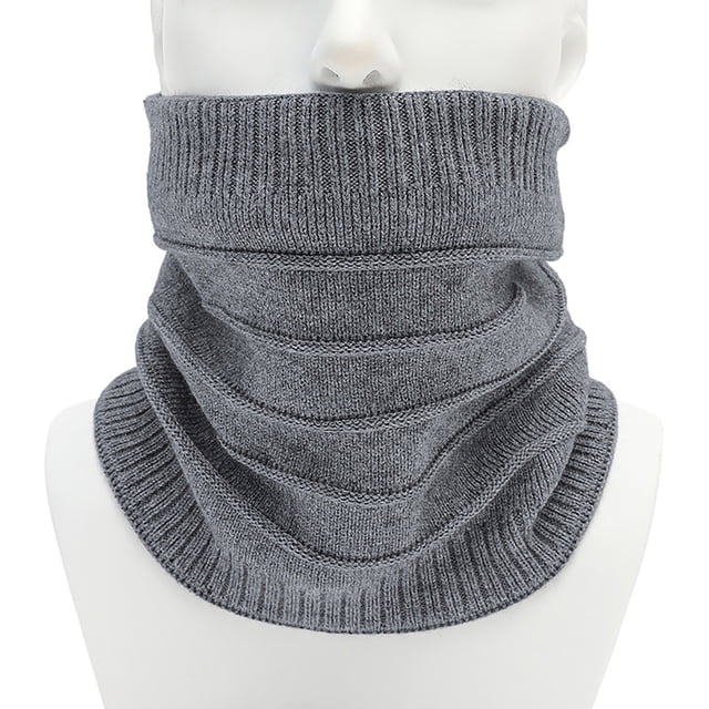 Winter Warm Plus Fluff Line Stripe Bib Cover Solid Color Collar Thick Knit Bib