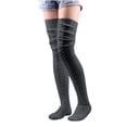 thumbnail image 2 of Jsaierl Womens Cable Knitted High Boot Socks Solid Color Extra Long Socks Winter Over Knee Stockings Leg Warmers, 2 of 5