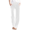 thumbnail image 1 of Plebaso Womens Velvet Pants Elastic Waist Drawstring Lounge Pants Straight Leg Trousers with Pockets, 1 of 5