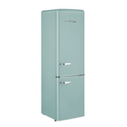 Unique Classic Retro 7 CU. FT. Electric Bottom Freezer Refrigerator with Wine Rack in Ocean Mist Turquoise