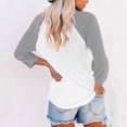 thumbnail image 3 of BVOFAR Womens 3/4 Sleeve Crewneck Tops Fashion Color Block Blouses Casual Loose Fit Raglan Shirts 2025, 3 of 7