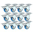 thumbnail image 2 of MegaDeal Caster Swivel Plate w/ Brake On Blue Polyurethane Wheels 2" w/ Brake, 12 Pack, 2 of 4