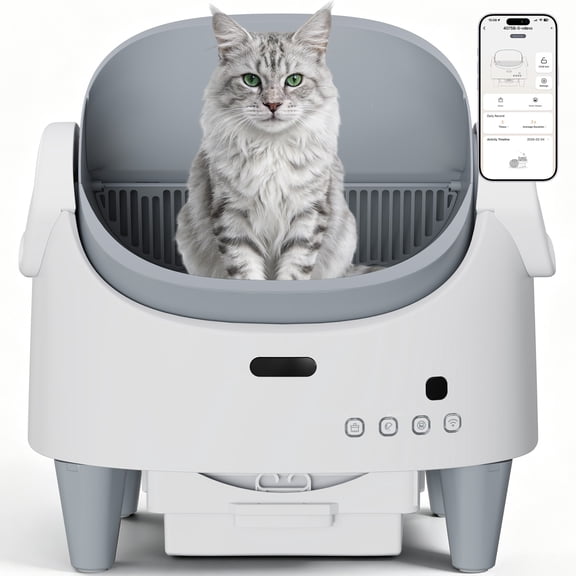 Garvee Litière pour Chat Intelligente à Dessus Ouvert Automatique Auto-Nettoyante avec Contrôle par Application, Protection de Sécurité à 15 Couches et Grande Corbeille pour Plusieurs Chats