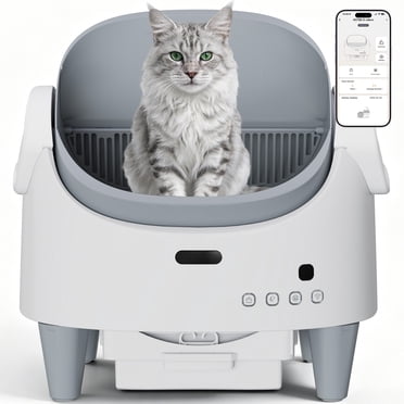 Garvee Smart Open-Top Automatic Self-Cleaning Cat Litter Box with App Control, 15-Layer Safety Protection and Large Waste Bin for Multiple Cats