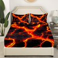 thumbnail image 3 of Ensemble de Draps en Marbre Feu Rouge, Art Abstrait Moderne, Ensemble de Draps Format Simple, Texture Marbrée, Draps Doux en Microfibre, Ensemble de Lit pour Enfants Garçons Filles, 3 of 7