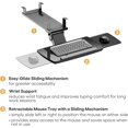 thumbnail image 2 of Keyboard Tray Under Desk, Adjustable Keyboard Tray with Mouse Platform, 18.3" W x 9.4" D (Only Tray) Black, Heavy-Duty, 2 of 5