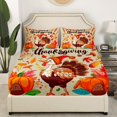 thumbnail image 2 of YST Ensemble de Literie Joyeux Action de Grâce Drap-Housse Dinde Mignonne Draps de Lit Citrouille d'Automne Récolte Feuilles d'Érable d'Automne Style Rustique de Ferme Ensemble de Lit Format Simple, 2 of 5