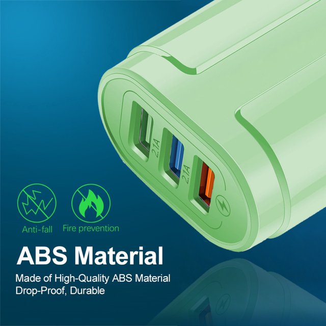 WIFKLSIIPG 3-port USB Charging Head Macaron Color Matching Charging Head Portable USB Charging Head