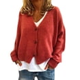 thumbnail image 1 of XZNGL Cardigan pour Femmes Chandail Mode Femmes Uni Col en V Boutons Décontracté Extensible Tricoté Cardigan Manteau, 1 of 9