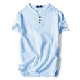 thumbnail image 1 of Innerwin T Shirt Retro Style Mens Tees Summer Solid Color Plain  Tops Sky Blue-3 XL, 1 of 2