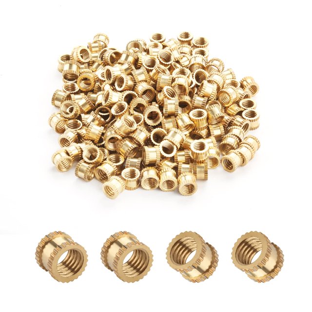 Wekity M3x4mm Female Thread Knurled Nuts,100PCS Hx5mm OD Brass Threaded Insert Embedment Nuts Hydraulic Welded Joint Injection Molding Assortment Kit for 3D Printing Injection Molding-0621