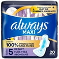 thumbnail image 2 of Always Maxi Overnight Pads with Wings for Women, Size 5, Extra Heavy Overnight Absorbency, Unscented, 2 of 17