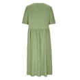 thumbnail image 2 of XZNGL Robe d'Été pour Femmes Aguichant Robe de Printemps et d'Été pour Femmes Col Rond Uni Coton et Lin Décontractée avec Poches Robe à Manches Courtes Robe d'Été pour Femmes avec Manches, 2 of 6