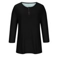 thumbnail image 4 of Yuyuzo Womens 3/4 Sleeve Tops Basic Button Crew Neck Solid Color Loose Fitted Tunics Tee Blouses, 4 of 5
