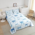 thumbnail image 4 of Erosebridal Girls Blue Bowknot Bedding Toddler Comforter Set, Cartoon Bow Down Comforter, Princess Decor, Reversible 2 Pieces, 4 of 7