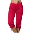 thumbnail image 1 of Timegard Womens Yoga Leggings Mid Waisted Drawstring Cinch Bottom Capri Pants Workout Trousers with Pockets, 1 of 7