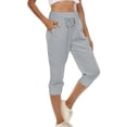 thumbnail image 2 of Timegard Womens Yoga Pants Drawstring High Waist Workout Cropped Pants Athletic Capri Pants with Pockets, 2 of 7
