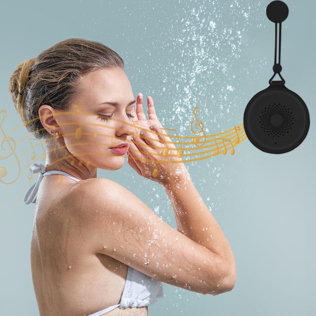 RYRDWP Haut-Parleur de Douche Bluetooth Mains Libres avec Micro Intégré Ventouse Dédiée pour Douches Bluetooth 5.0 IP64