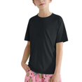 thumbnail image 2 of XIMIN Baby Boys Rash Guard Solid Color Shirts Short Sleeve Quick Dry Swim Shirts UPF 50+ Sun Protection for Kids Athletic Summer Shirt (9-10 Years, Black), 2 of 9