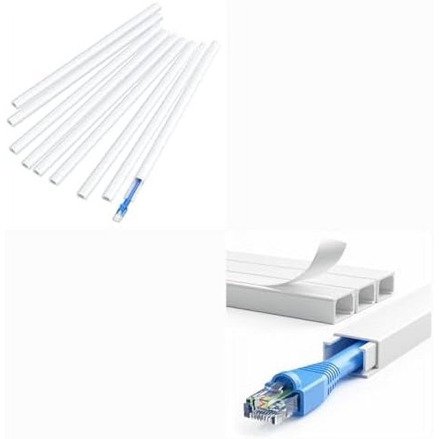 204.8in (XS+S Size) Cord Hider Wall, Cord Cover,Wire Covers for Cords, Paintable Cable Concealer Raceway, PVC Cable Management System,White,