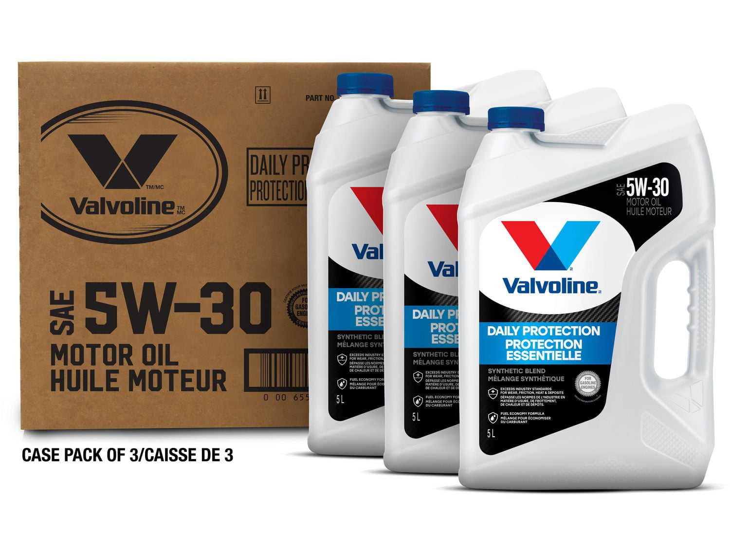 Valvoline Daily Protection 5W30 Synthetic Blend Motor Oil 3X5L