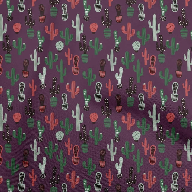 oneOone Polyester Spandex Wine Fabric Cactus Craft Projects Decor Fabric Printed By The Yard 56 Inch Wide