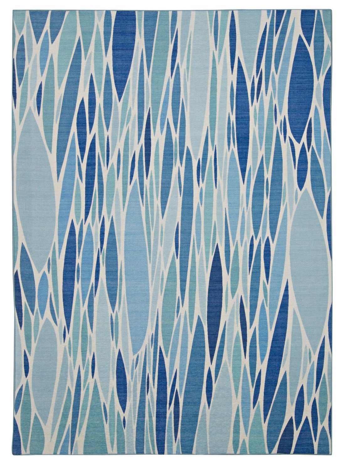 Tapis d'extérieur lavable Pompano bleu & ivoire 5 pi x7 pi