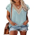 thumbnail image 1 of Tops Amples avec Col en V à Manches Courtes pour T-Shirts d'Été pour Femmes, 1 of 5