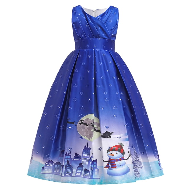 WEAIXIMIUNG Robes pour Filles 7-8 Confortables Enfants Enfant Filles Robe de Concours Noël Noël Danse Fête Robe 10-11 Ans