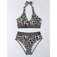 thumbnail image 4 of Women Swinsuit, Halter  Two Piece Swimsuit Charming  For Beach Parties For Surfing For Female Leopard Print M, 4 of 6