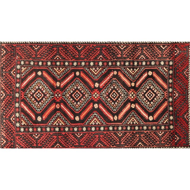 Ahgly Tapis Rectangulaire Traditionnel Rouge Safran Persan d'Intérieur, 5 Pieds x 8 Pieds