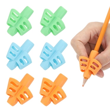 Unique Bargains 6 Pcs 2 Fingers Handwriting Pencil Grippers, Light Blue, Green, Orange