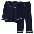 thumbnail image 1 of REDHOTYPE Nouveaux Pyjamas en Coton Doux pour Femmes 2 Pcs Grande Taille 3TG Simple Manches Longues Décontracté, 1 of 2