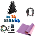 thumbnail image 1 of Home Gym Starter Kit - 100 LB Neoprene Dumbbells Set with Rack, 6mm Yoga Mat, 11 Pcs Resistance Bands Set, and Jump Rope, 1 of 5