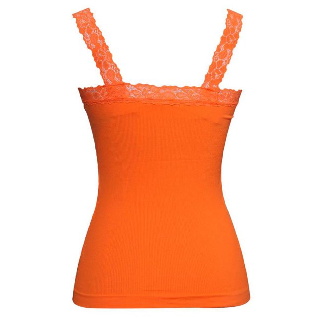 Womens Lace Trim Camisoles - Neon Orange