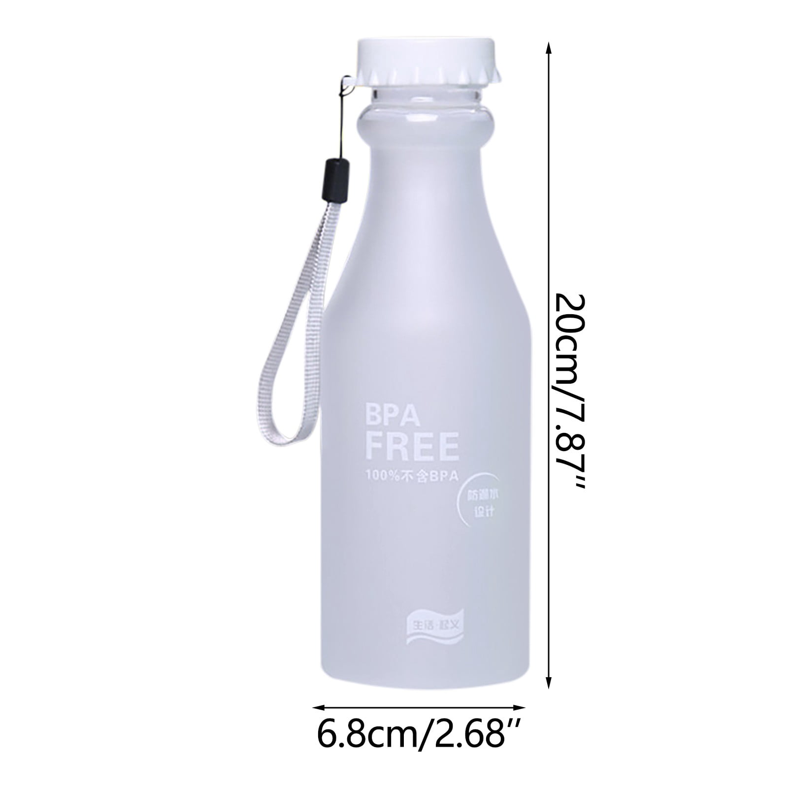 EARKITY Water Bottles, BPA-Free Water Bottle, Sports Water Bottle with Strap, Leakproof Water Jug for Fitness, Frosted Plastic Transparent Water Cup for Kids Adult School Gym Office Travel Outdoor