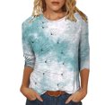 thumbnail image 1 of Pisexur Blouse Grande Taille Manches 3/4 pour Femmes Mode Décontractée Col Rond Imprimé Vintage T-Shirts Chemises Amples Tunique, 1 of 4
