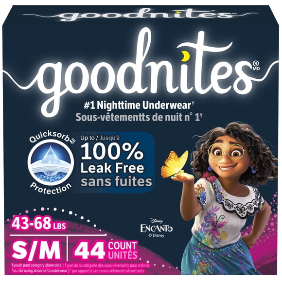 Goodnites Girls Nighttime Bedwetting Underwear, S/M (43-68 lbs), 44 Count (Select for More)