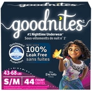 Goodnites Girls Nighttime Bedwetting Underwear, S/M (43-68 lbs), 44 Count (Select for More)