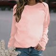 thumbnail image 2 of PEZHADA Chandails d'Automne pour Femmes en Liquidation Chandail à Col Rond pour Femmes, Chandail à Enfiler pour Femmes à Manches Longues Col Rond Chandail Uni Hauts Blouse Or Rose, 2 of 4