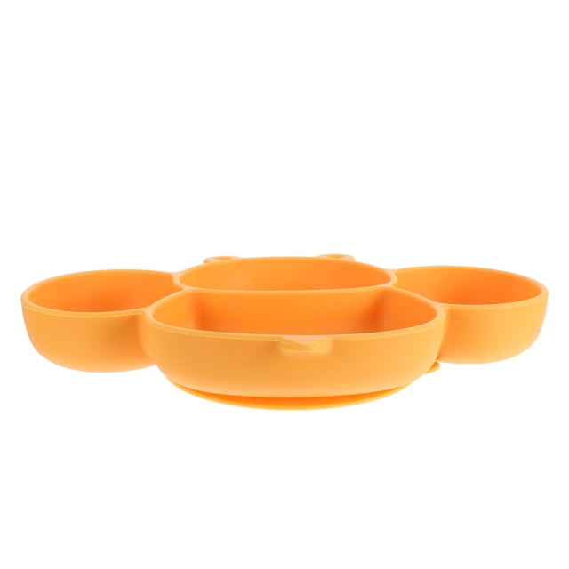 CRAFTHROU 3Pack Convenient Cleaning Suction Toddler Plates With Bee Shaped Compartments