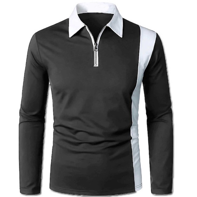 Ventes Black Friday! Chandail à Capuchon et Chandail pour Hommes TopLLC Mode Patchwork Couleur Mode avec Chemise à Col à Revers pour Hommes à Manches Longues Couture Bicolore Tenue Mode Blouse et Chemise à Manches Longues à Col Rabattu